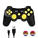 PS3 Wireless Controller, TPFOON Double Shock SIXAXIS Gamepad Remote for PlayStation 3, Charging Cable and 2 Thumb Grip Caps Included (Yellow)