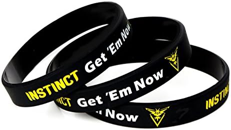 Pokemon Go Theme Silicone Wristband Bracelets [Set of 3] - Team Instinct [Yellow] (3)