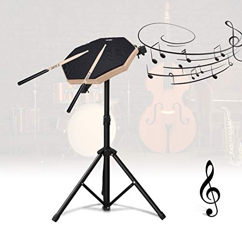 LOLUNUT 12 Inch Silent Drum Pad, Dumb Drum Beginner Rubber Practice Pad, with 5A Drum Sticks (12 Inch, Black)
