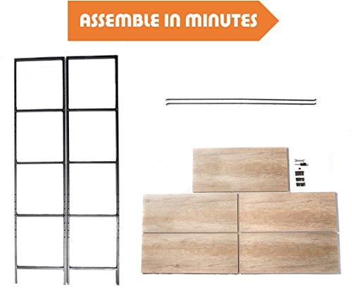 Industrial Bookshelf | 5 Tier Vintage & Rustic Style Open Etagere | 2 Height Adjustable Shelves | Multipurpose Free Standing Shelving Unit for Home & Office | Distressed Antique Finish, Brown