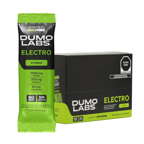 DUMO ELECTRO | Electrolitos Orales en polvo sin azucar | Suplemento Deportivo Premium para Hidratación con Sodio, Potasio y Magnesio | Electrolitos para Energía, Rendimiento y Recuperación | Citrus | 30 Porciones (30 pack, Citrus