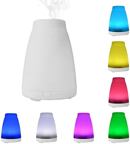 Richday Aroma Diffuser 100ml Aromatherapy Essential Oil Diffuser Ultrasonic Humidifier Aroma Diffuser for Home Yoga Office Spa Bedroom Baby Room 7 Color LED Lights white