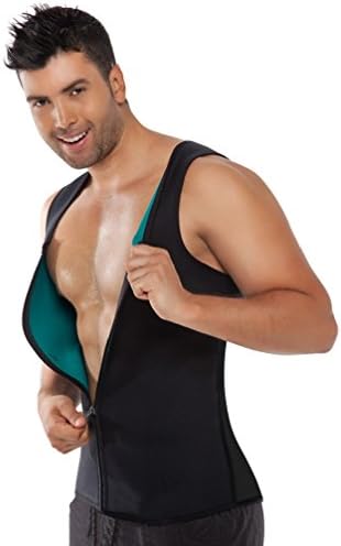Stworld Mens Sports Sauna Neoprene Firm Body Shaper Slimming Vest with Front Zipper