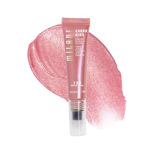 Milani Cheek Kiss Liquid Blush + Glow, Creamy 2-in-1 Blush for Cheeks and Highlighter Makeup for Dewy, Radiant Finish - 130 Dolce Pink