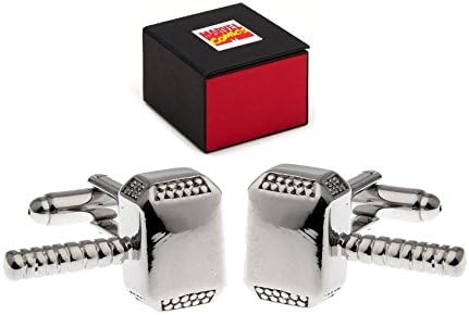 PONTITIES Thor Hammer Mjolnir Cufflinks Silver-Tone FREE Gift Box Cuff Links