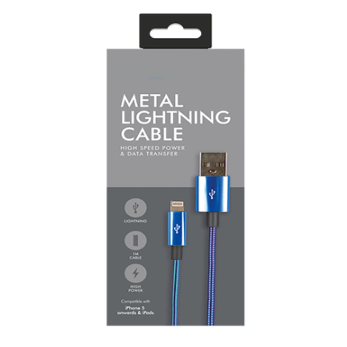 Zale Yardley Charging Cable, I-phone Cable 1meter, Fast Charger, Data Transfer, 3A Nylon Braided, Mobile Charging Cable I-phone Port (Blue)