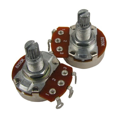 FLEOR 2PCS Full Size B250K Linear Taper Potentiometer Guitar Tone Volume Control Pots Dia24mm L18mm Long Knurled Split Shaft