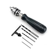 Mini Pin Vise, Enpoint Hand Chuck Pin Vise Set Woodworking Precision DIY Hand Drill Bit Storage Handle Countersink Reamer for Model Jewelry Walnut Plastic with Chuck Key & Twist Drill Bits (7pcs)
