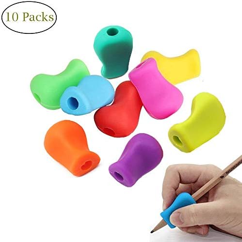 FLYYU Pencil Grips for Children, Finger Grips Holder Ergonomic Writing Aid Grip Posture Correction for Kids Autism Adults Special Needs Righties or Lefties-10 Packs
