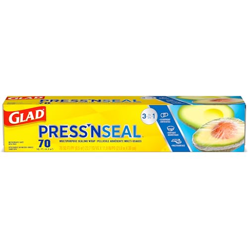 Glad Press'N Seal Plastic Wrap for Food, Griptex Technology, 70 Square Foot Roll (Pack of 1)