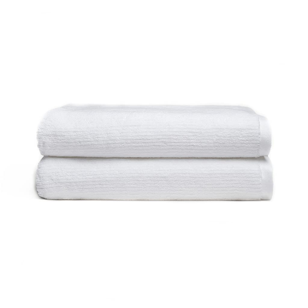 Photo 1 of Cozy Earth Ribbed Bath Sheet Set - 60% Cotton 40% Viscose from Bamboo Bath Sheets - Soft & Absorbent Textured Ribbed Pattern - 2 Pack White