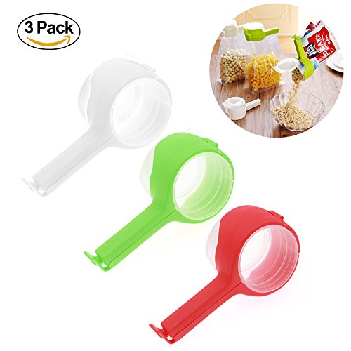 Food Clips Bag Sealing Clips with Discharge Nozzle Plastic Bag Moisture Sealing Clamp Food Saver Kitchen Snack Tool 3pcs