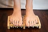 Dual Foot Massager Roller (Large) - Relieve Plantar Fasciitis, Foot Pain, Arch Pain, Feet Pain - Stress Relief - Chinese Massager - Bonus Face Massager & Acupressure/ Reflexology Chart - Perfect Gift