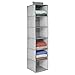 mDesign Fabric Over Rod Hanging Closet Storage Organizers, Includes a Wide 6-Shelf Sweater Organizer, and a Narrow 10-Shelf Shoe Rack - Textured Print - Set of 2 - Gray