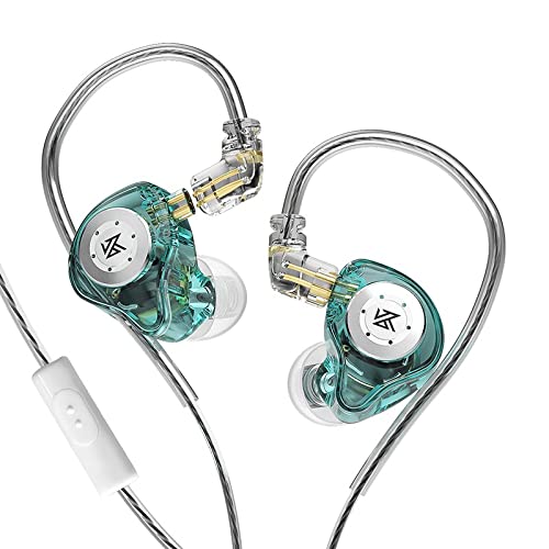 CCA KZ EDX Pro in-Ear Monitor Headphones Wired,IEM Earphones Dual DD HiFi Stereo Sound Earphones Noise Cancelling Earbuds-Cyan With Mic