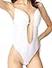 HOLYSNOW Plunging V-Neck Clear Straps Backless Thong Bodysuit