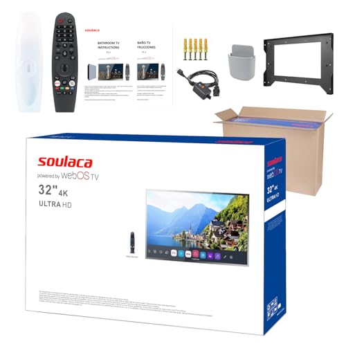 Soulaca 32 Inch 4K UHD Smart TV Mirror for Bathroom, Magic Remote Control, IP65 Waterproof, Watch Netflix, Alexa Built-in, Built-in Speakers, 2026 Model