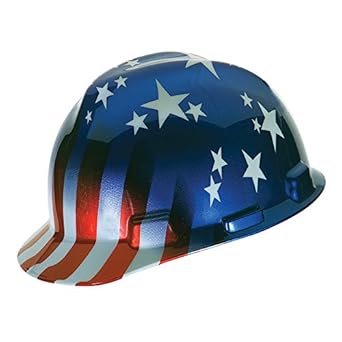 red white and blue hard hat