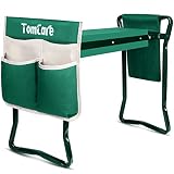 TomCare Garden Kneeler Seat Garden Bench Garden Stools Foldable Stool with Tool Bag Pouch EVA Foam Pad Outdoor Portable Kneeler for Gardening(Large-21.65" x 10.62" x 18.89",Green)