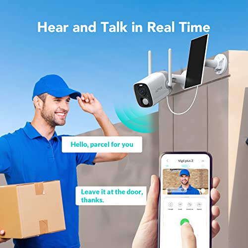 NETVUE Camara Vigilancia WiFi Exterior Batería con Solar, 1080P Camaras de Seguridad Interior, Detección de Movimiento PIR, Visión Nocturna Color, Audio Bidireccional, Cámara sin Cables con Sirena