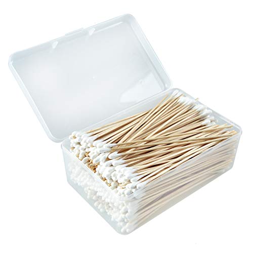 Pomeat 6 Inch Long Cotton Swab Single Tip Gun Cleaning Swabs Wooden in Storage Case for Arts and Crafts, Jewelry, Precision Instruments