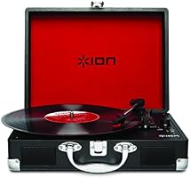 ION Audio Vinyl Motion Audio Record Player - Portable vinyl turntable with USB digital conversion Audio, rechargeable battery and stereo speakers