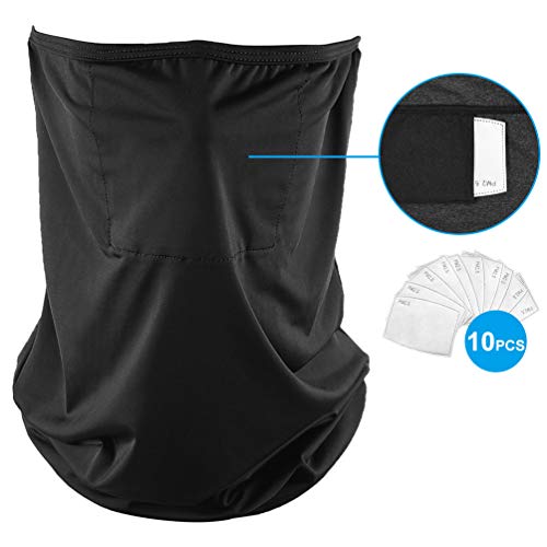 Neck Gaiter Tube Scarf Mask with Safety Carbon Filter, Multifunctional Headwear Face Mask for Women Men