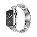 Creazy Stainless Steel Strap Watch Band+Adapter+Case Cover for Apple Watch 38mm (Silver)