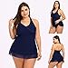 Leadmall Women Halter Two Piece Swimdress – Ladies Tankini Plus Size Padded Swimsuit – Two Piece Swimwear with Bottomthumb 1