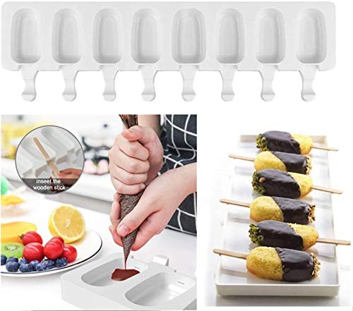 Ice Cream Mold 8 Cavity Pop Ice Pop Mold Creative DIY Ice Cream Stick Chocolade Bevroren Dessert Ice Pop Tray Cakevormen… - Afbeelding 7