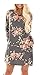 ETCYY Women's Long Sleeve Floral Casual O Neck T-shirt Dress With Pocket,Dark Gray,Large