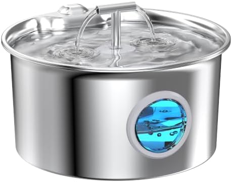 Fontanella Per Gatti Acciaio Inox: 2.6L Fontana per Gatto - Automatico Fontanella Gatto - Super Silenzioso Dispenser Acqua Gatti