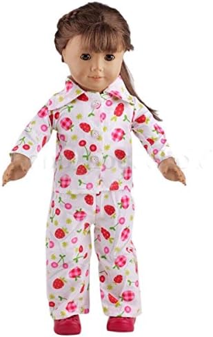 Happylife Handmade Lifelike Reborn Doll Clothing Newborn Baby 's Dress Pajamas Clothes Set Pattern Cute Strawberry Fits for 18" American Girl Dolls.