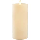 Napa Home &amp; Garden LIGHTLi Realistic Moving Flame Advanced Battery-Operated LED Indoor Wax Pillar Candle, 3" x 6", Ivory