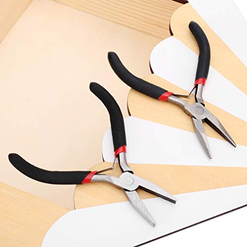 2Pack Jewelry Beading Pliers Mini Long 5 Inch Needle Nose Precision and Flat Nose Pliers Jewelery Wire Work Pliers Tool by FENGWANGLI