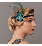 1920s Flapper Feather Headband - Roaring 20s Peacock Hair Accessory With Rhinestones & Hair Clip