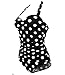 1950s Retro Black Vintage One Piece Monokini White Polka Swimsuits Swimwear 5XL(US16)
