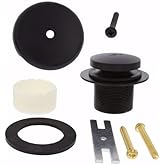 Matte Black One-Hole Toe Touch Tub Drain Trim Kit, Includes Two-Hole Conversion Bar