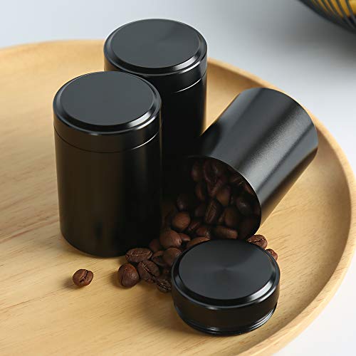 Set of 3 mini tea cans with Airtight lid home kitchen, Canisters for Tea Coffee Sugar Storage Loose Leaf Tea Tin Containers storage(black 5)
