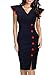 Miusol Women's Buiness Navy Style Deep-V Neck Vintage Bodycon Pencil Dress