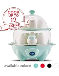 Dash DEC012AQ Deluxe Rapid Egg Cooker: Electric, 12 Capacity for Hard Boiled, Poached, Scrambled, Omelets, Steamed Vegetables, Seafood, Dumplings & More with Auto Shut Off Feature Aqua
