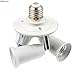 Elinkume E26 E27 3 Socket Adapter E27 LED Light Bulb Converts 1 Socket into 3 - Use for Standard Socket E27 LED Bulbs Universal Head 360 Degrees Adjustable , 180 Degree Bending