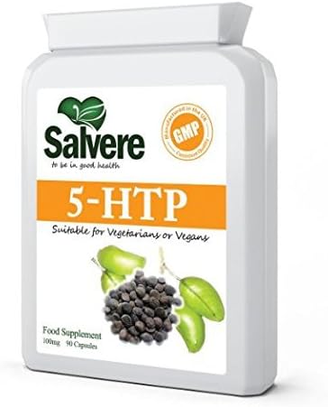 5 HTP 100mg Increase Levels of Serotonin & Enhance Mental and Emotional Well-being, Alleviates Insomnia, Anxiety, Headaches, Psychiatric Disorders, & Fibromyalgia, An Appetite Suppressant, Weight Loss Agent and Natural Sleep Aid, 90 Capsules