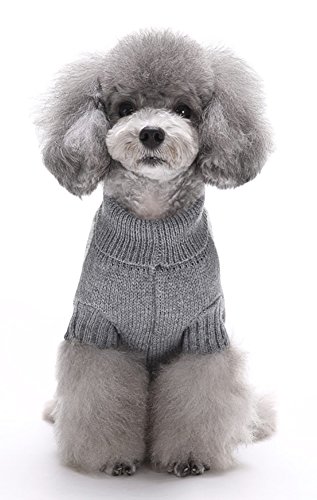 MaruPet Christmas Dog Ribbed Knit Sweater Knitwear Turtleneck Toxic Kintted Doggie Halloween Hoodies Apparel for Small Dog Gray XL