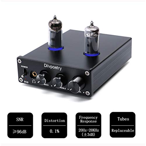 Dilvpoetry R50 6J4 Bluetooth Tube Amplifier HiFi Audio Stereo Digital Headphone Amplifiers Treble Bass Desktop Preamplifier Preamp(Black) - Thumbnail 2