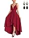 WAEKIYTL Women Sexy V Neck Asymmetrical Dress High Low Evening Party Dress Formal Prom