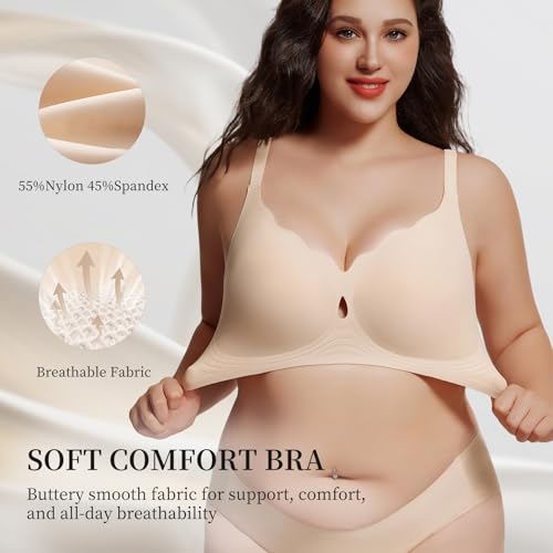 UIMERO Jelly Wireless Bra for Women Wave Push Up Seamless T-Shirt Bras Comfortable Full Coverage Bralettes Lift Everyday Bras