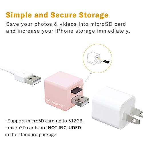 Flash Drive for iPhone, Auto Backup Photos & Videos, Photo Stick for iPhone, Qubii Photo Storage Device for iPhone & iPad【128GB - Pink】