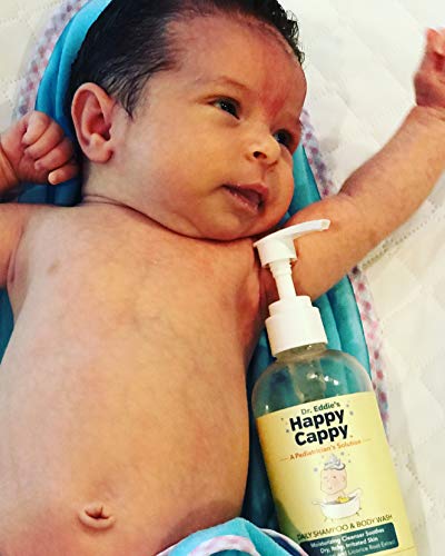 Dr. Eddie's Happy Cappy Daily Shampoo & Body Wash for Children, Soothes Dry, Itchy, Irritated, Sensitive Skin, Dermatologist Tested, Fragrance Free, Dye Free, Sulfate Free, 8 oz