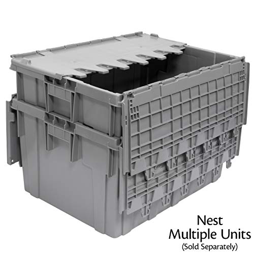 AkroMils 39280 Industrial Plastic Storage Tote with Hinged Attached